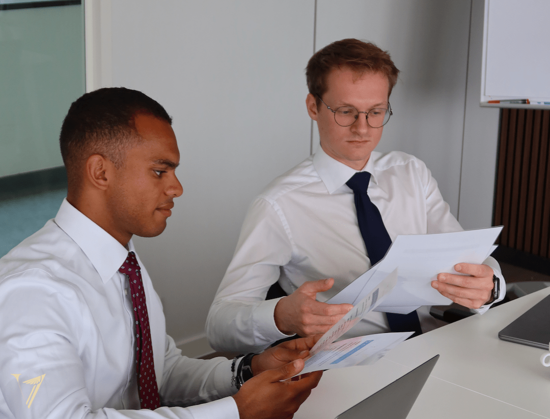 V1 Cadet Pilots performing a simulated role-play exercise to pass their airline interview.